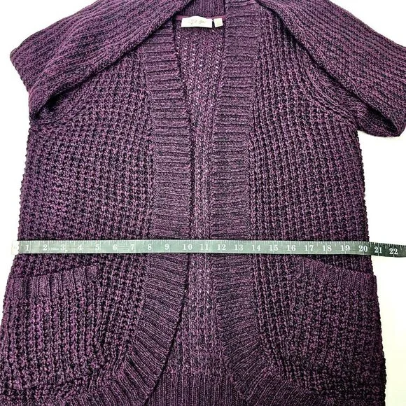 RD Style Women's Purple Open Knit Long Sleeve Cardigan With Pockets Size XSP - Picture 13 of 15